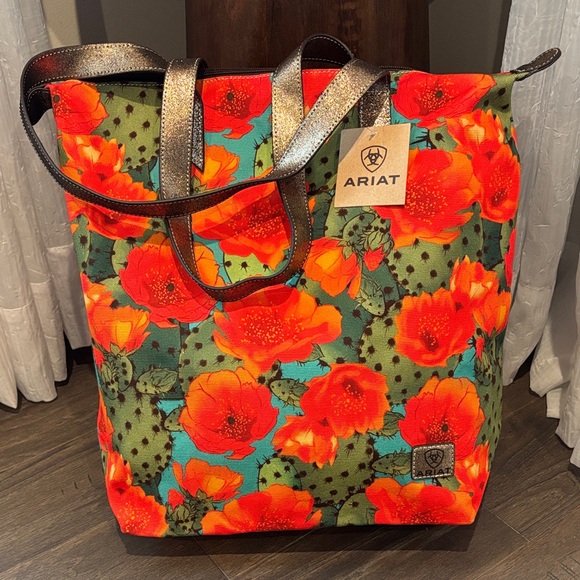 Ariat Handbags - Ariat Cruiser Prickly Pear Print,Copper Metallic Genuine Leather straps,large